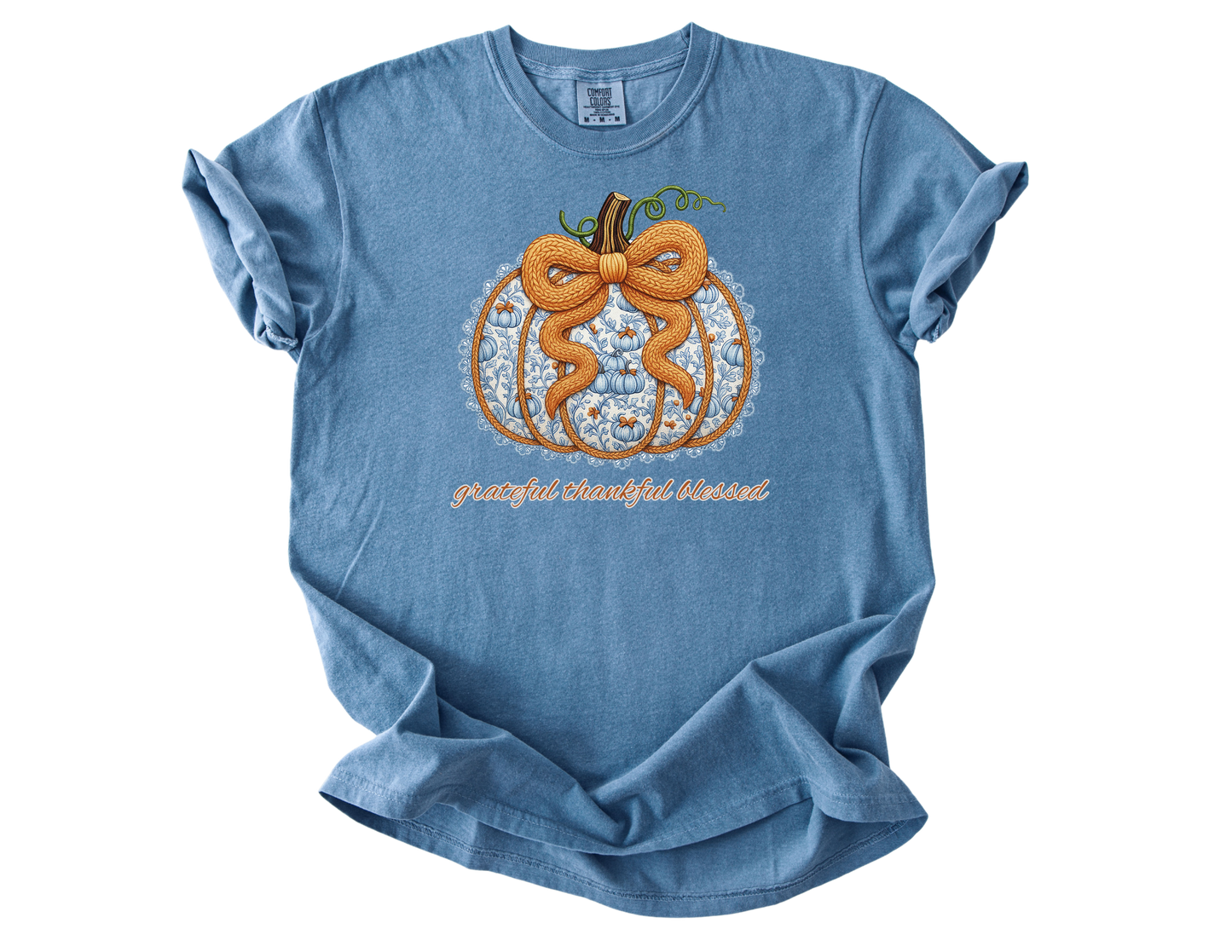 Autumn Pumpkin T-Shirt in Blue Jean