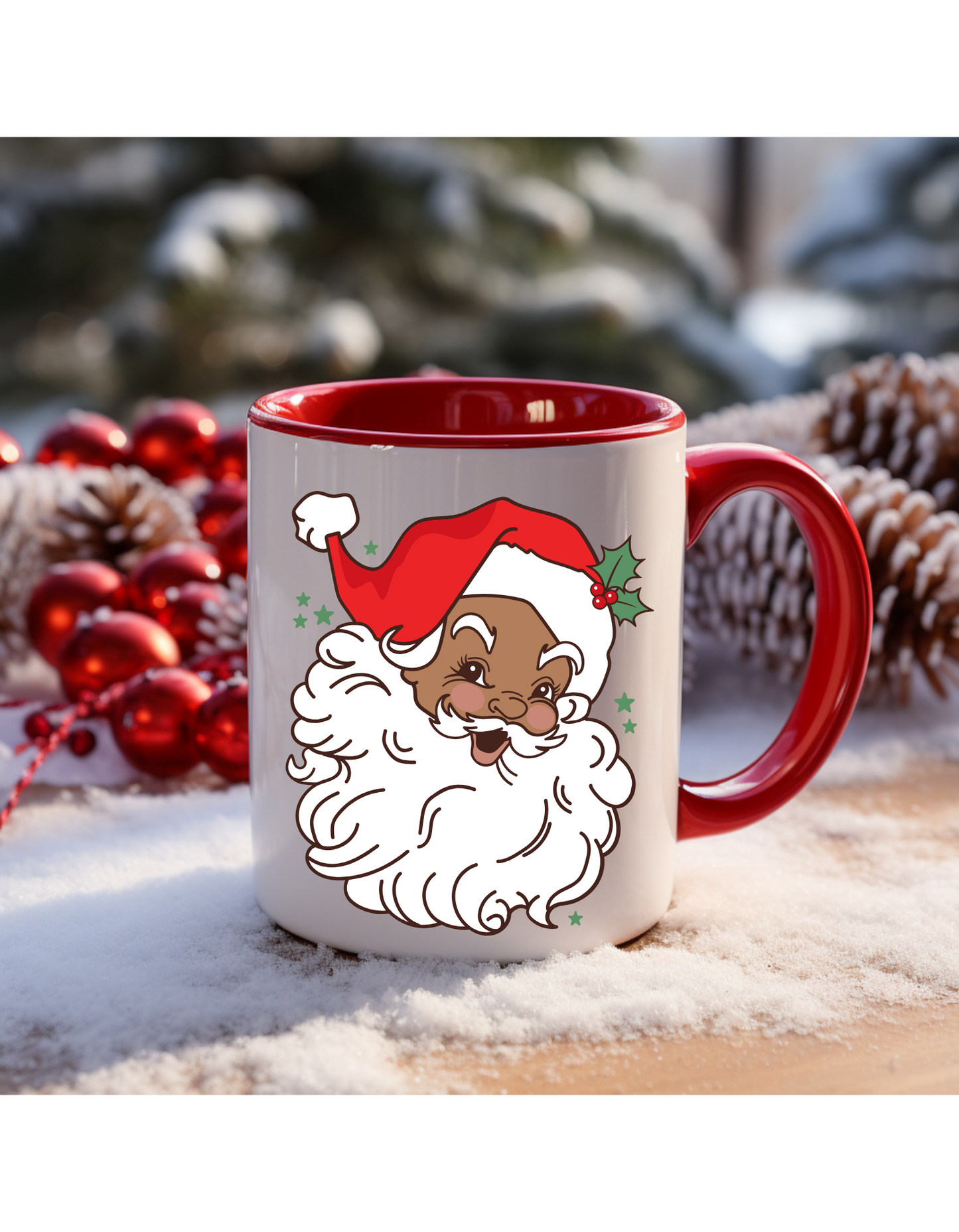 Vintage Black Santa with Red Hat Ceramic Mug