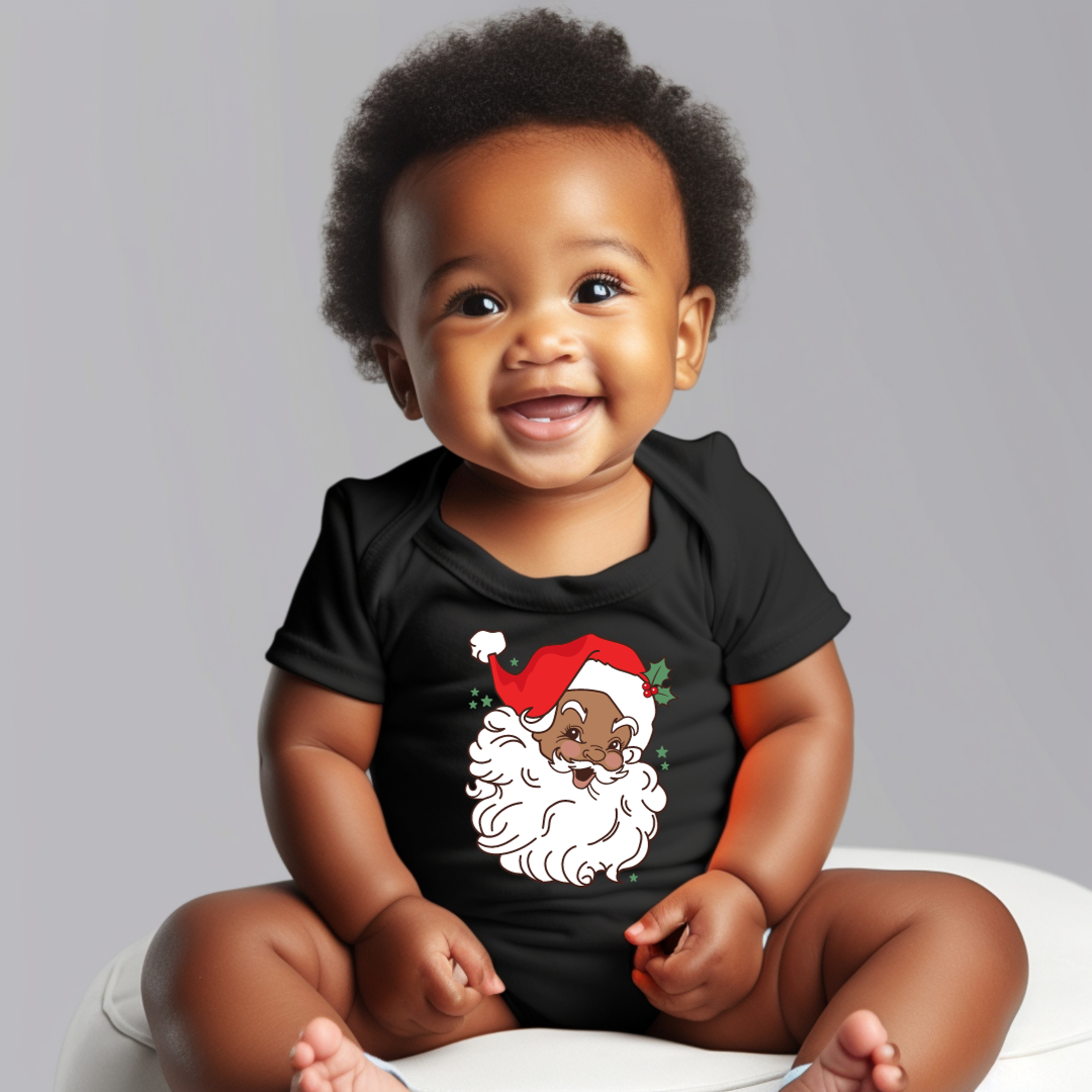 Vintage Black Santa with Red Hat Kids Shirt