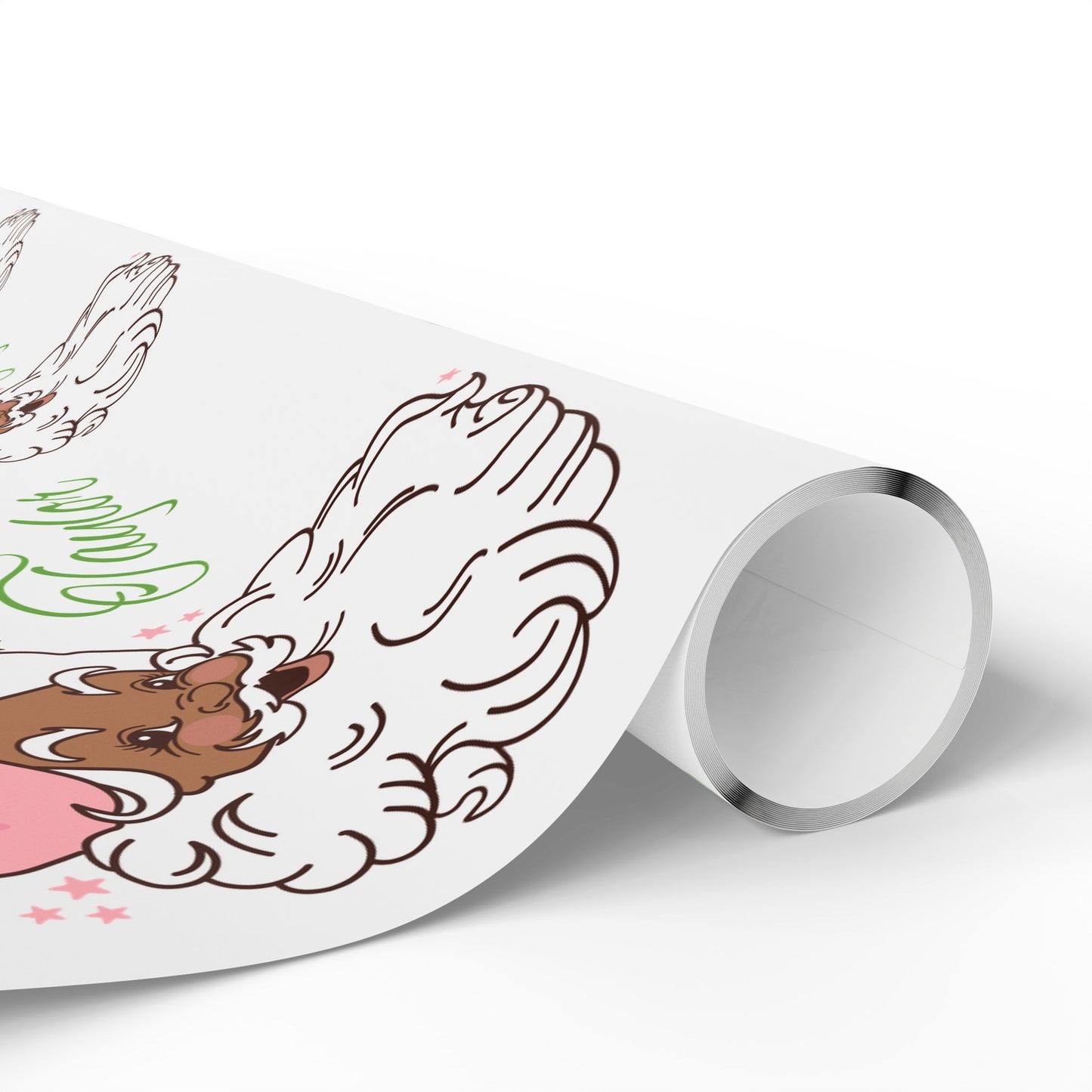 Personalized Vintage Pink Hat Black Santa Christmas Wrapping Paper