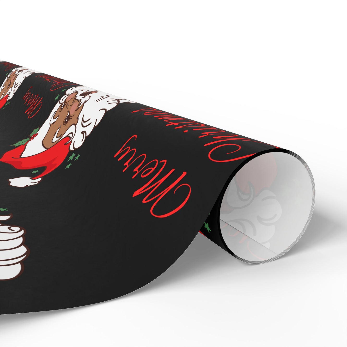Vintage Red Hat Black Santa Christmas Wrapping Paper - Merry Christmas