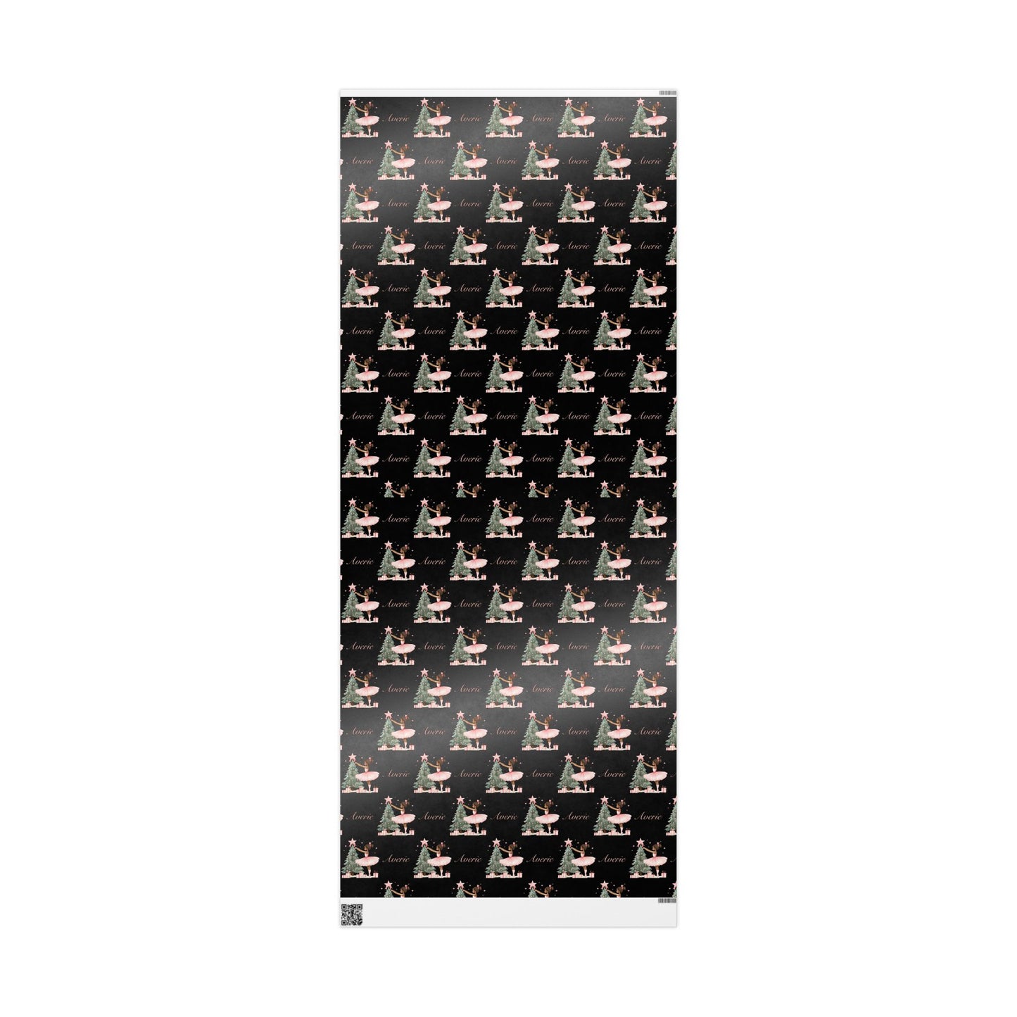 Personalized Pink Black Ballerina Christmas Wrapping Paper - Black Background