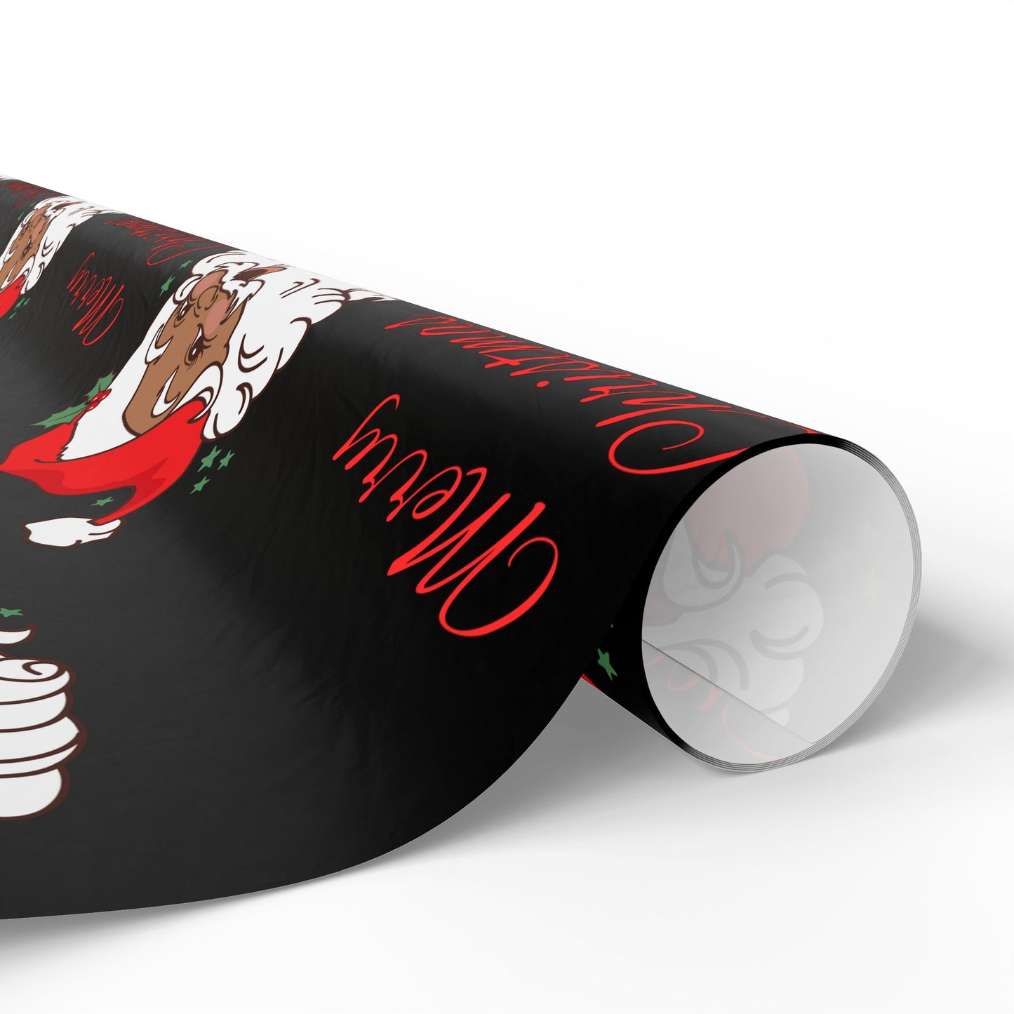 Vintage Red Hat Black Santa Christmas Wrapping Paper - Merry Christmas