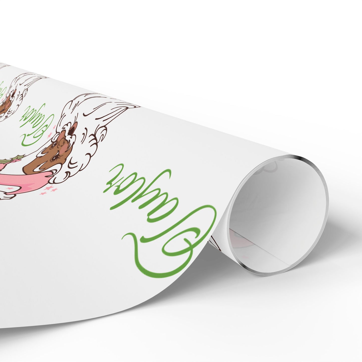 Personalized Vintage Pink Hat Black Santa Christmas Wrapping Paper