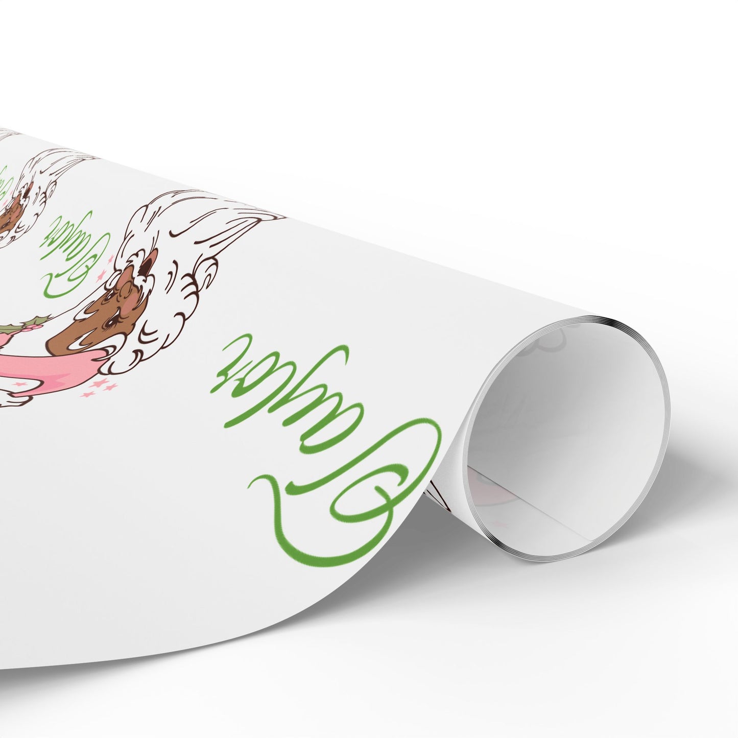 Personalized Vintage Pink Hat Black Santa Christmas Wrapping Paper