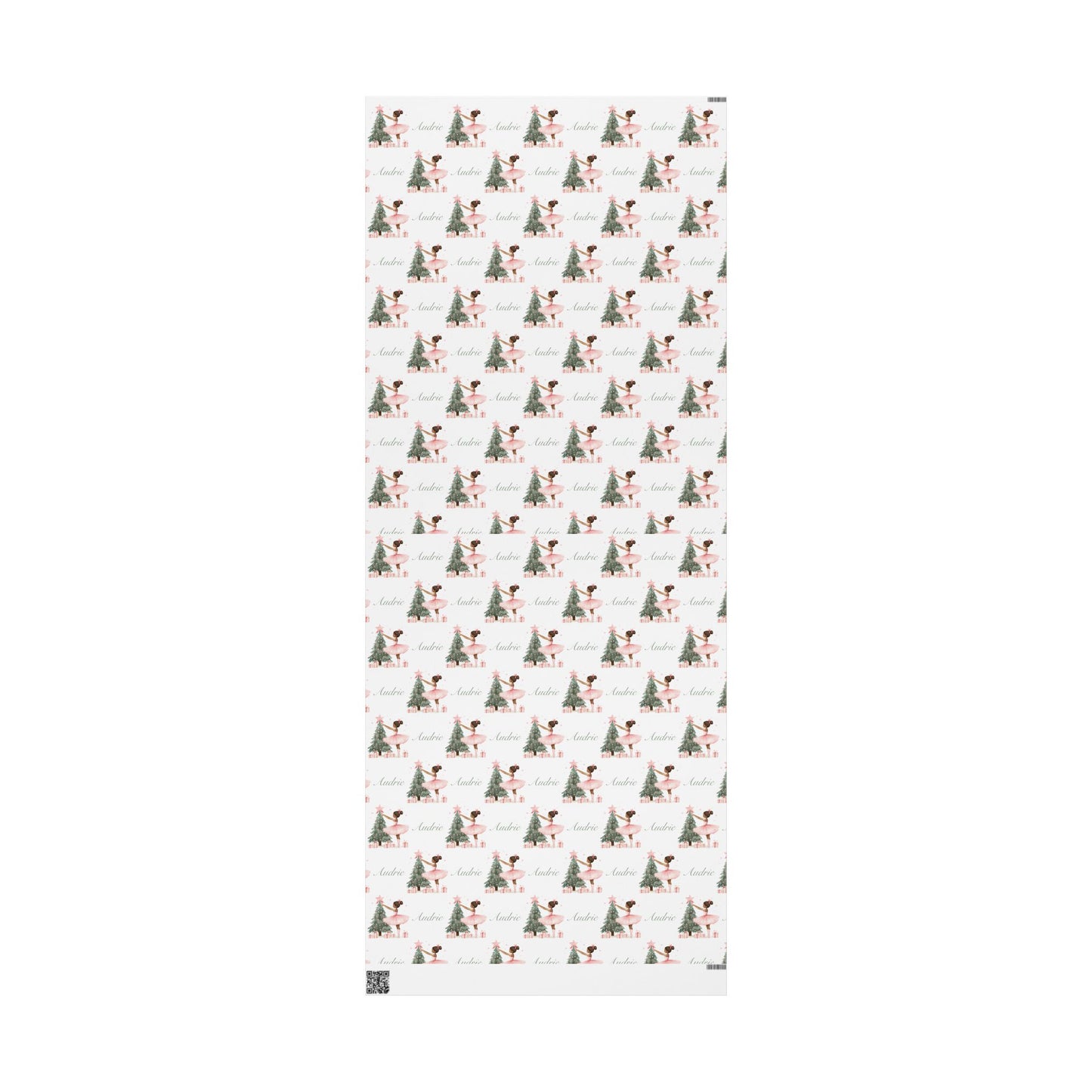 Personalized Pink Black Ballerina Christmas Wrapping Paper - White Background