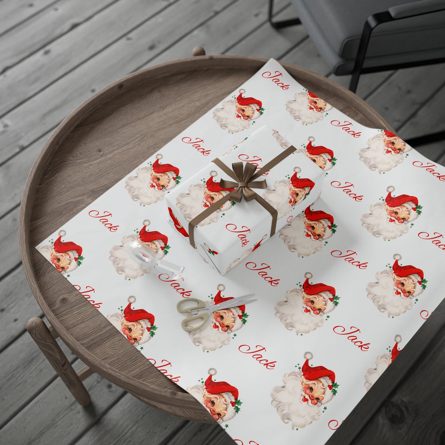 Personalized Vintage Red Hat Santa Christmas Wrapping Paper