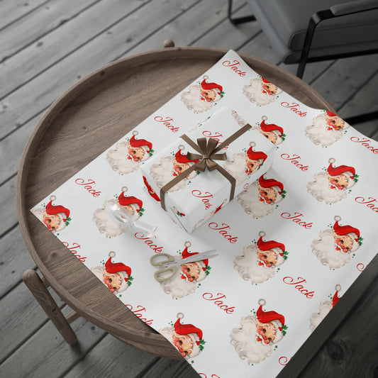 Personalized Vintage Red Hat Santa Christmas Wrapping Paper