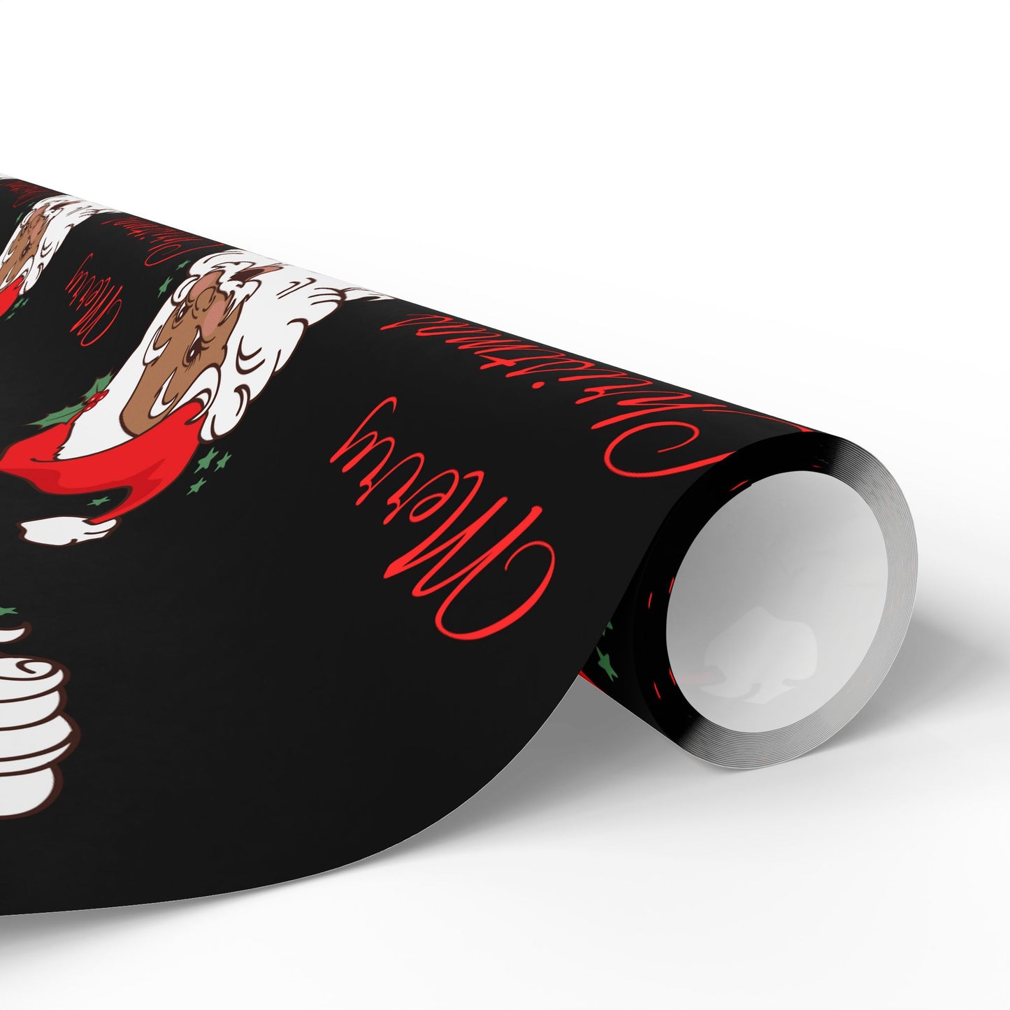Vintage Red Hat Black Santa Christmas Wrapping Paper - Merry Christmas