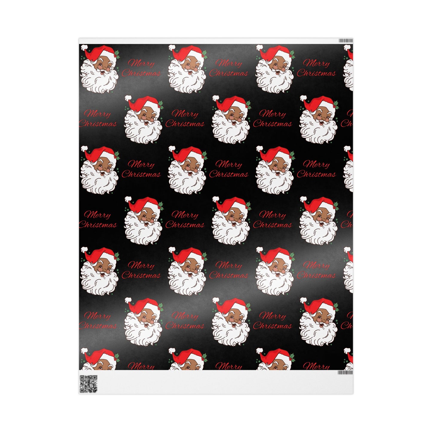 Vintage Red Hat Black Santa Christmas Wrapping Paper - Merry Christmas