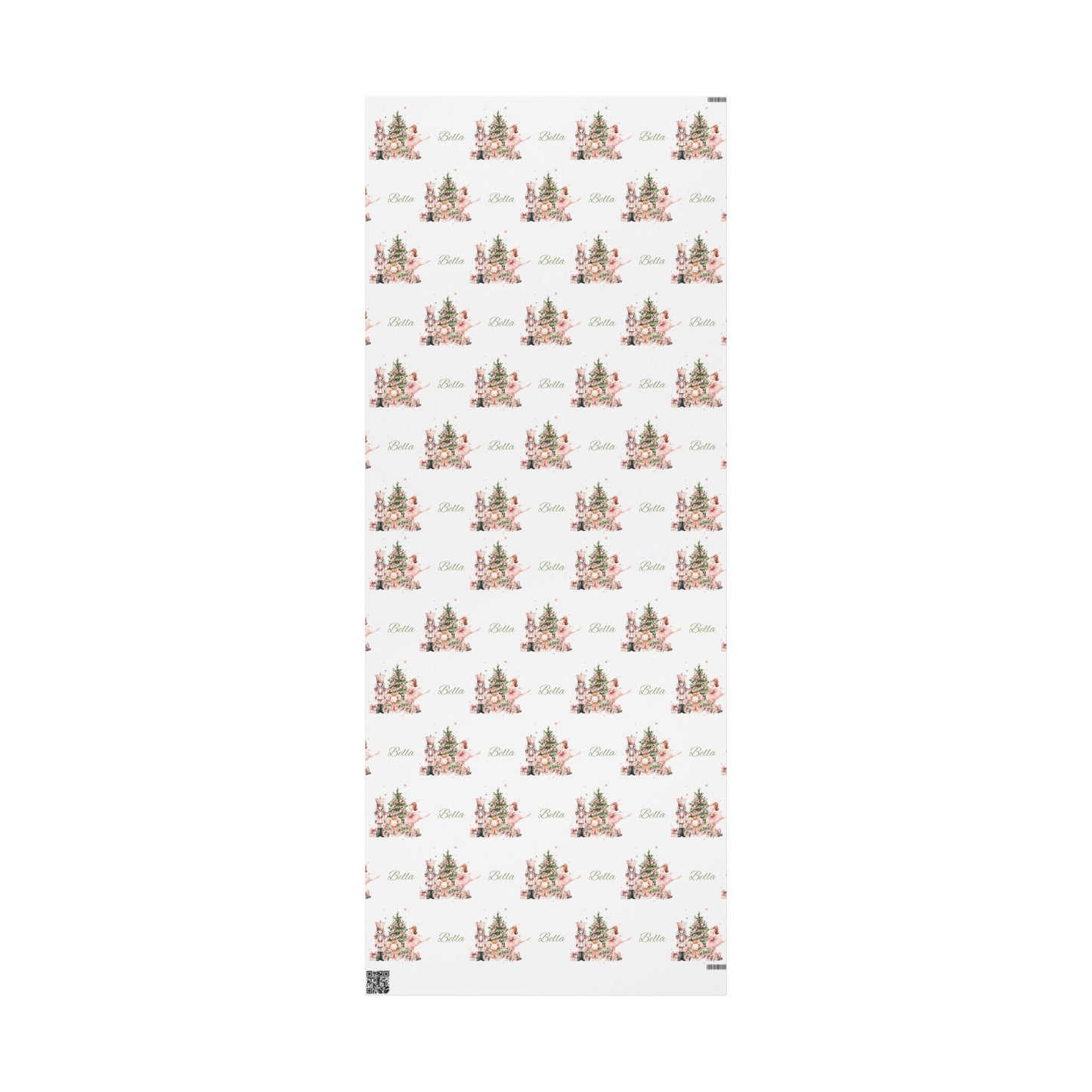Personalized Pink Ballerina Christmas Wrapping Paper - White Background