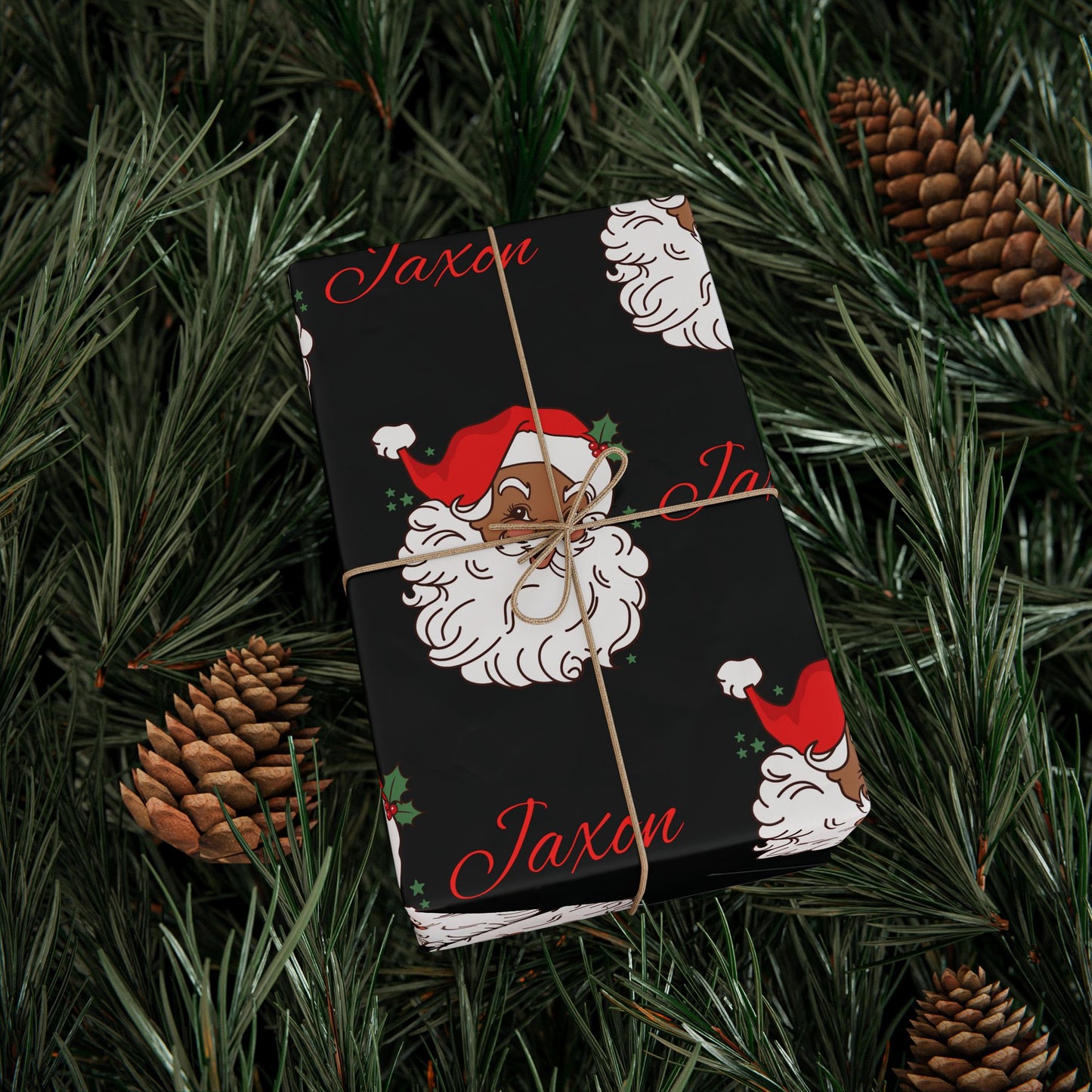 Personalized Vintage Red Hat Santa Christmas Wrapping Paper