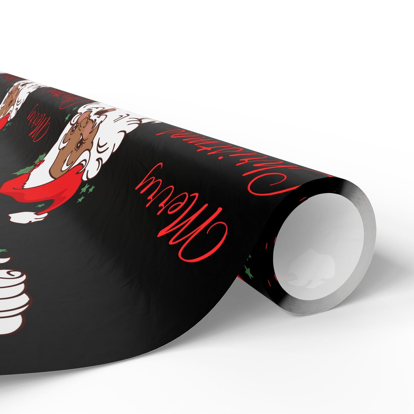 Vintage Red Hat Black Santa Christmas Wrapping Paper - Merry Christmas