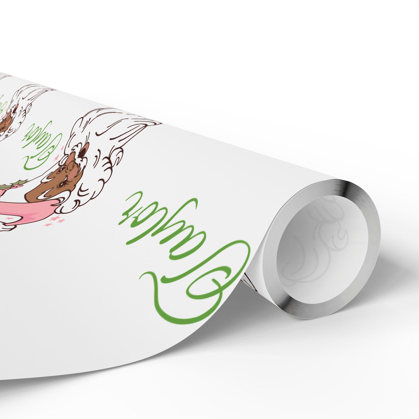 Personalized Vintage Pink Hat Black Santa Christmas Wrapping Paper