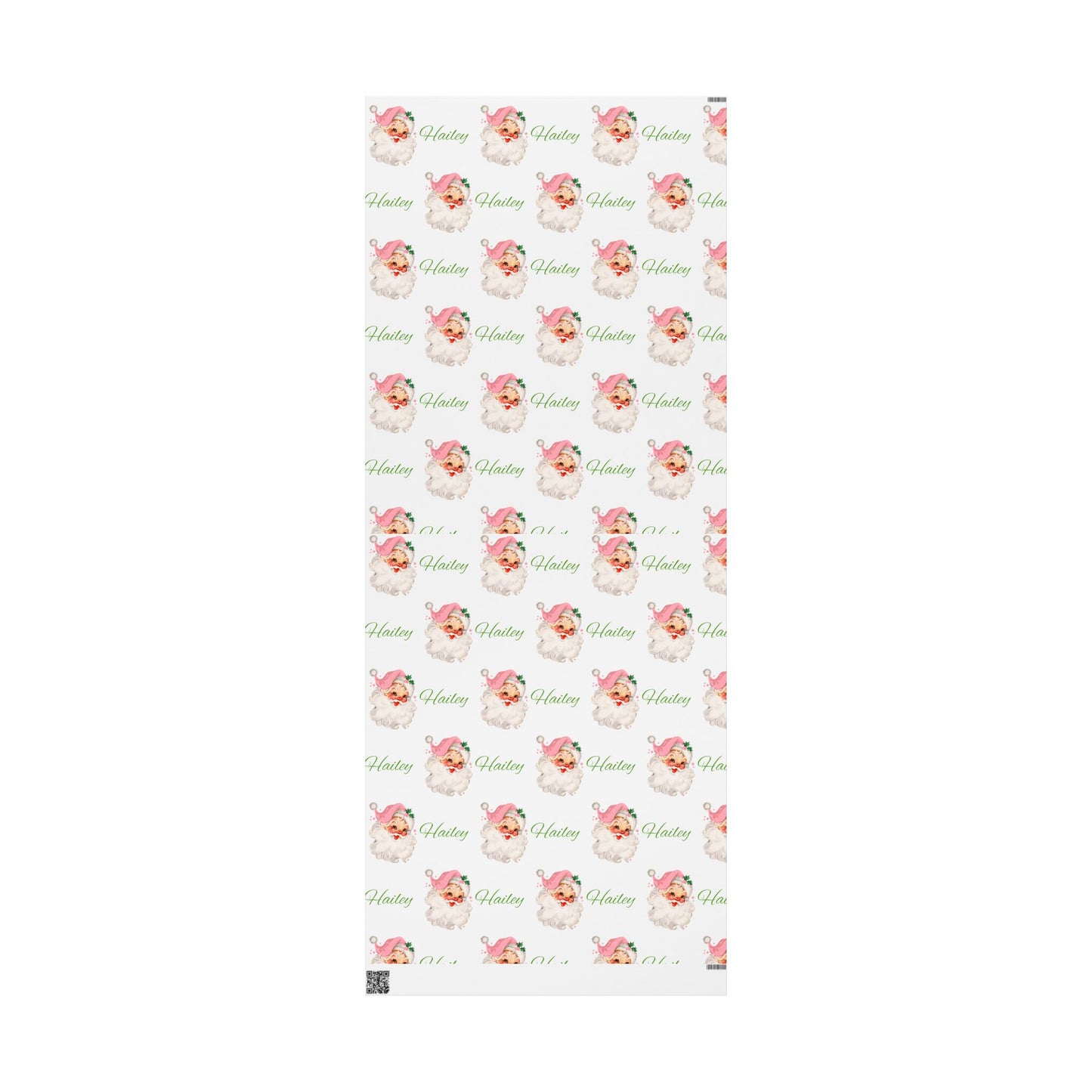 Personalized Vintage Pink Hat Santa Christmas Wrapping Paper