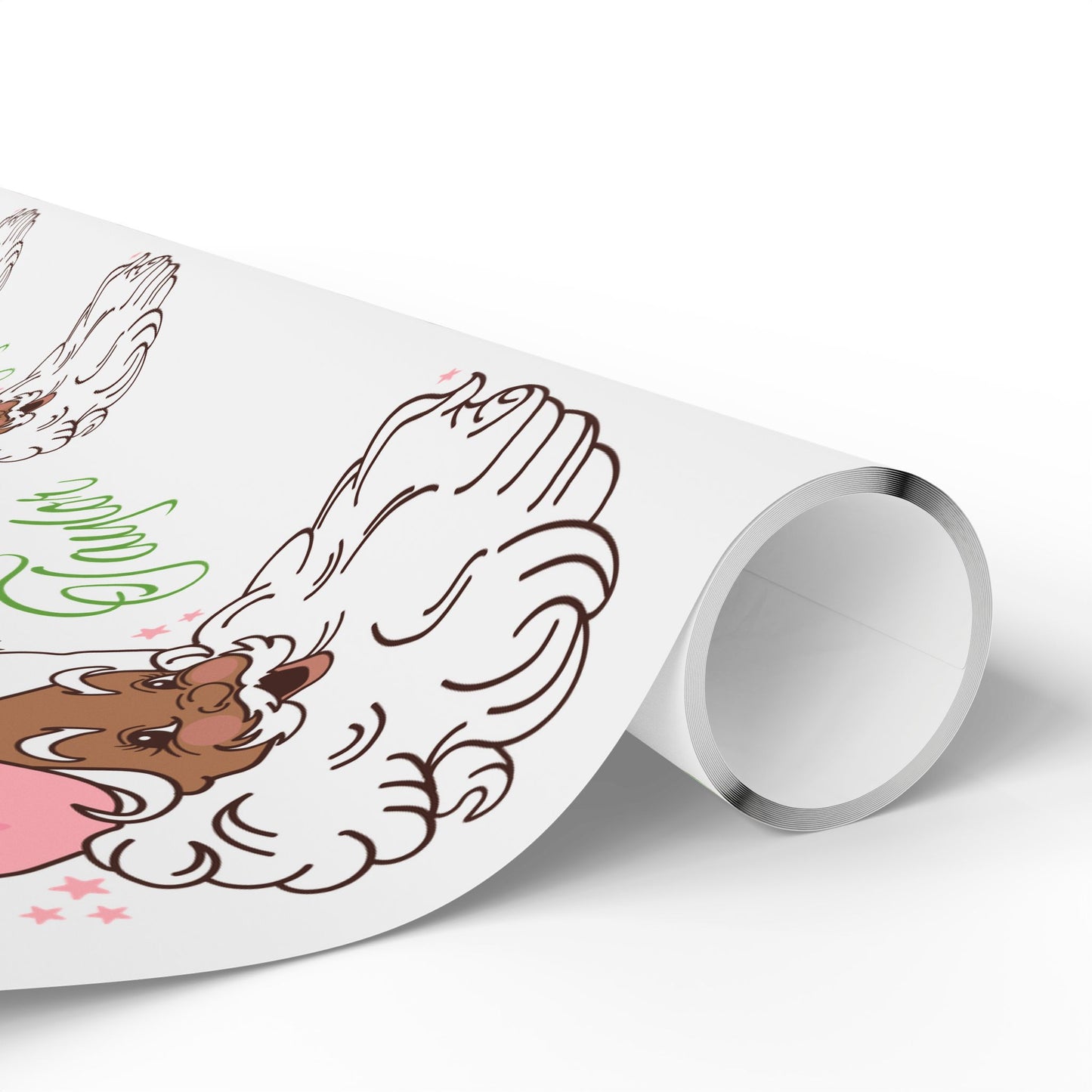 Personalized Vintage Pink Hat Black Santa Christmas Wrapping Paper