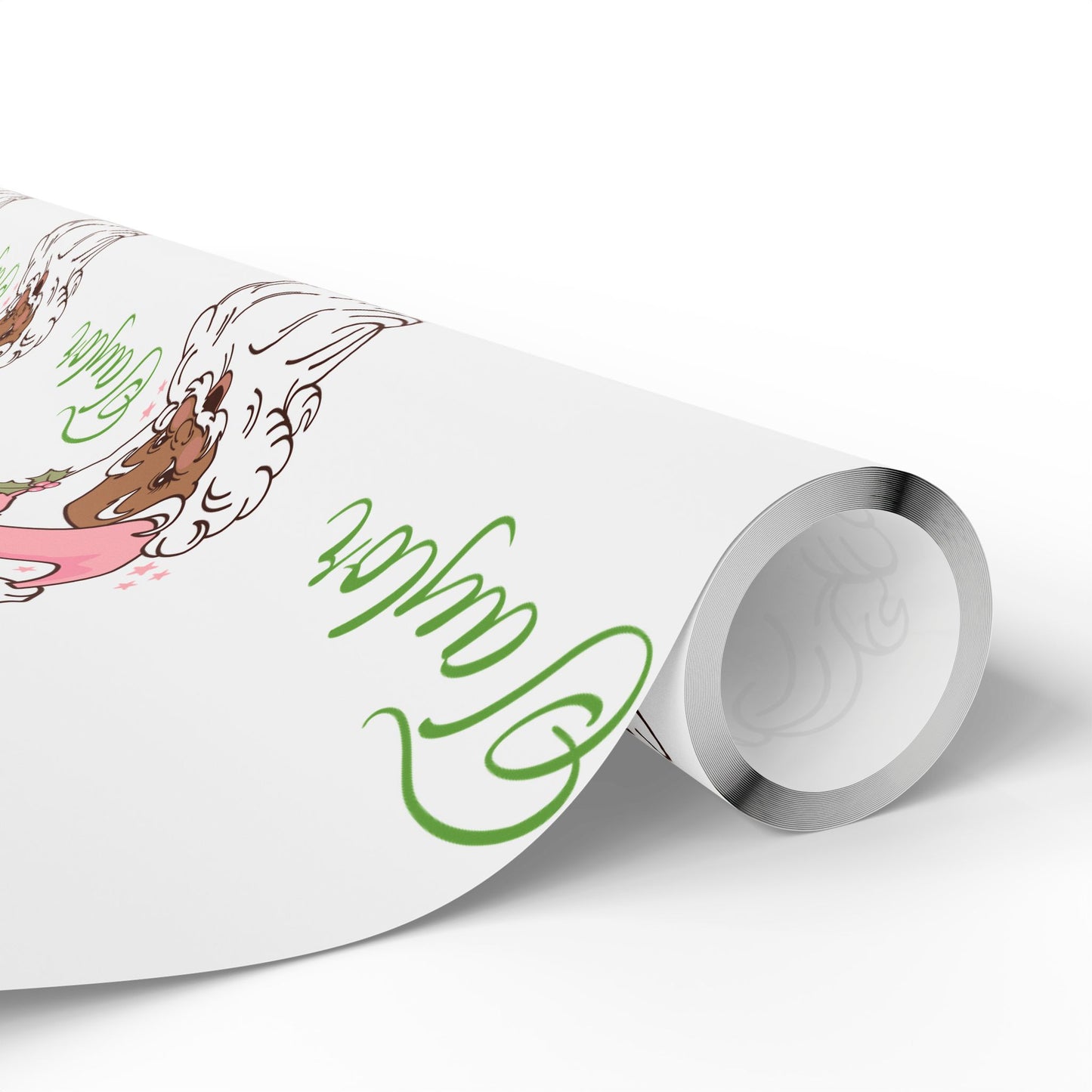 Personalized Vintage Pink Hat Black Santa Christmas Wrapping Paper