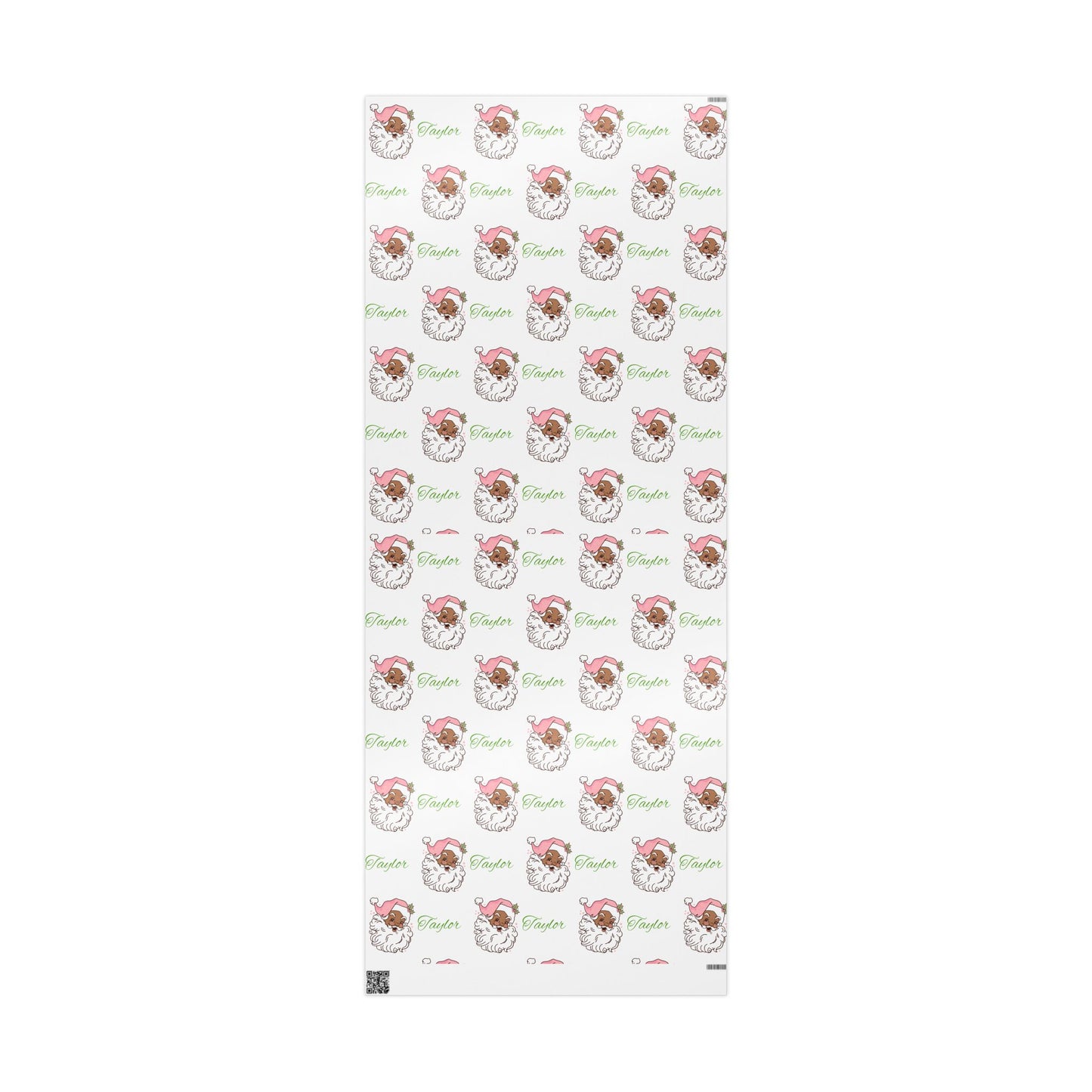 Personalized Vintage Pink Hat Black Santa Christmas Wrapping Paper