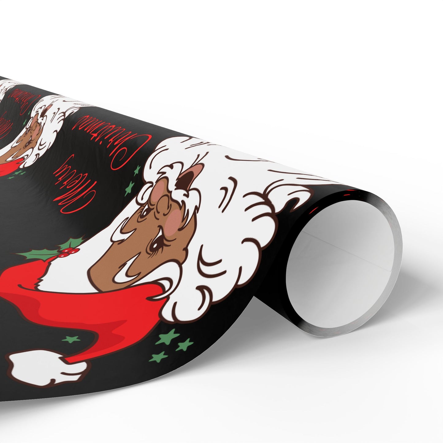 Vintage Red Hat Black Santa Christmas Wrapping Paper - Merry Christmas