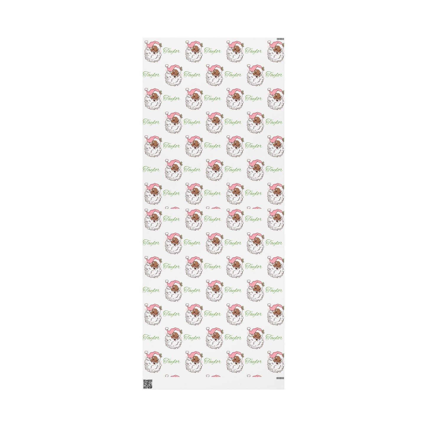 Personalized Vintage Pink Hat Black Santa Christmas Wrapping Paper