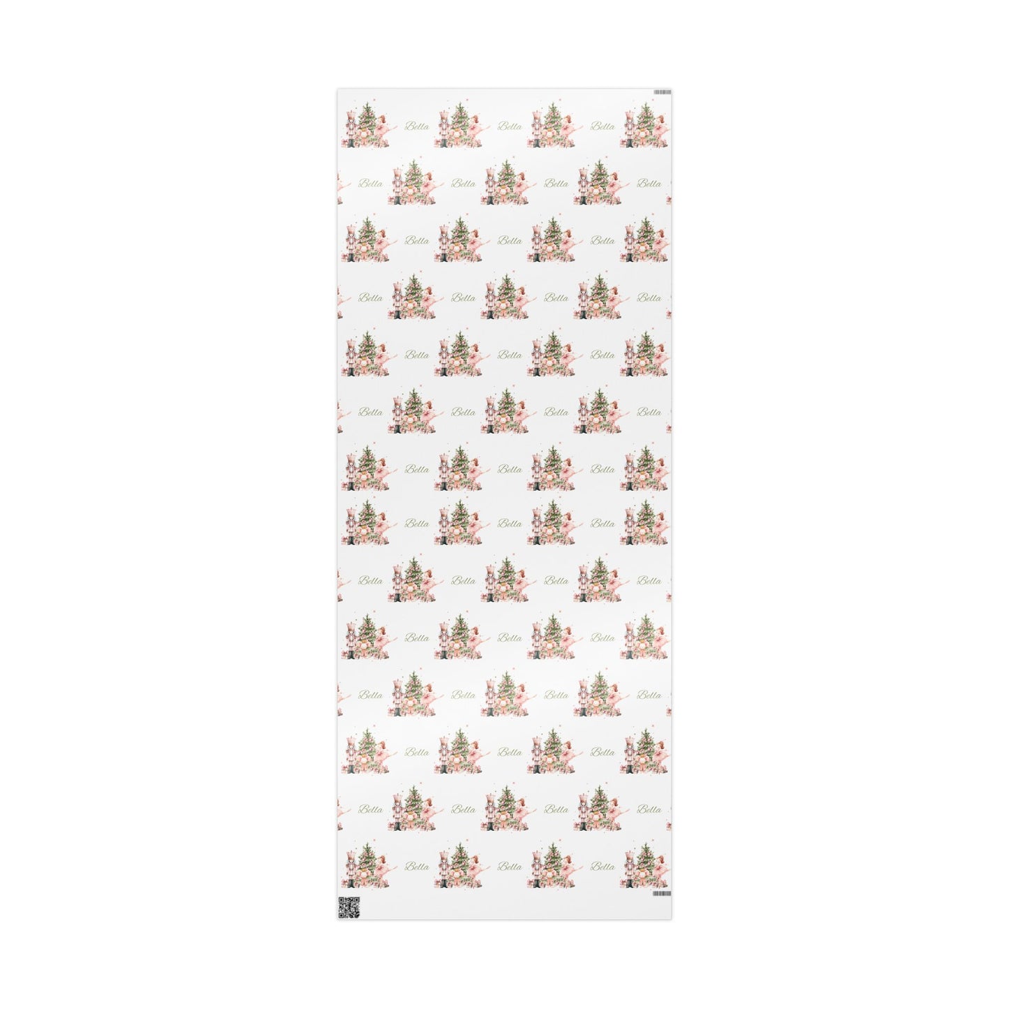 Personalized Pink Ballerina Christmas Wrapping Paper - White Background