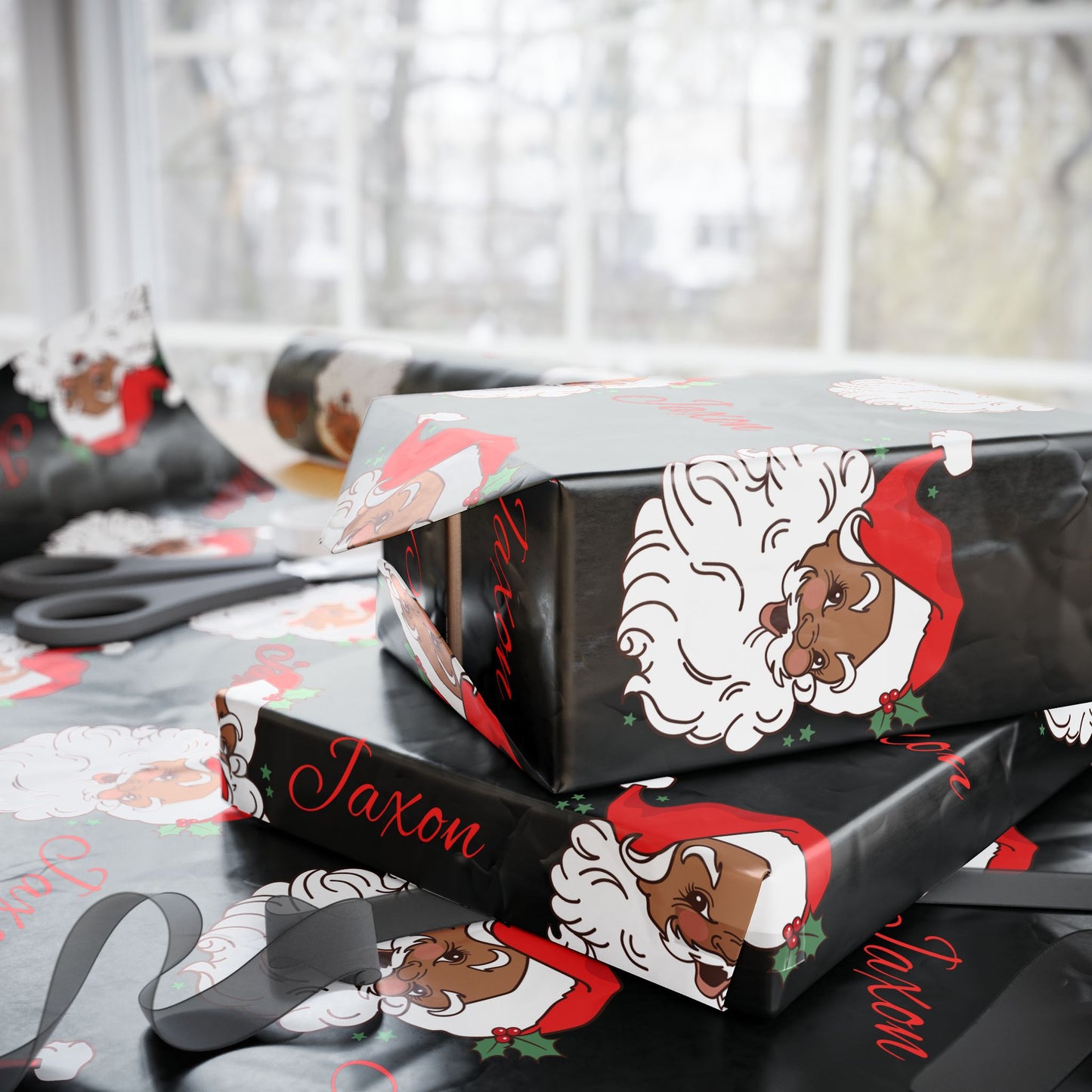 Personalized Vintage Red Hat Santa Christmas Wrapping Paper