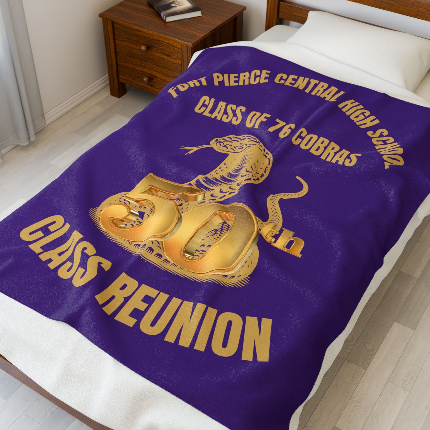 Fort Pierce Central High School Class of '76 Cobra - 50th Class Reunion Velveteen Plush Blanket