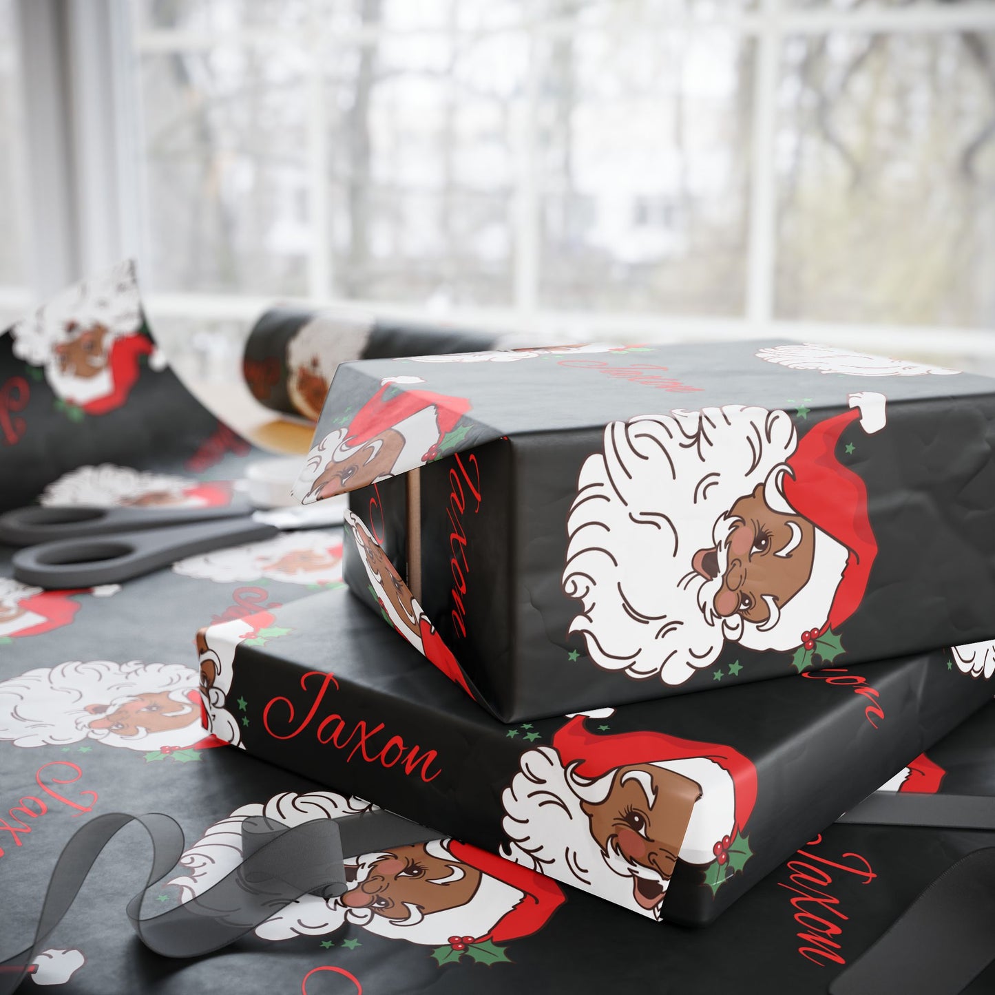 Personalized Vintage Red Hat Santa Christmas Wrapping Paper