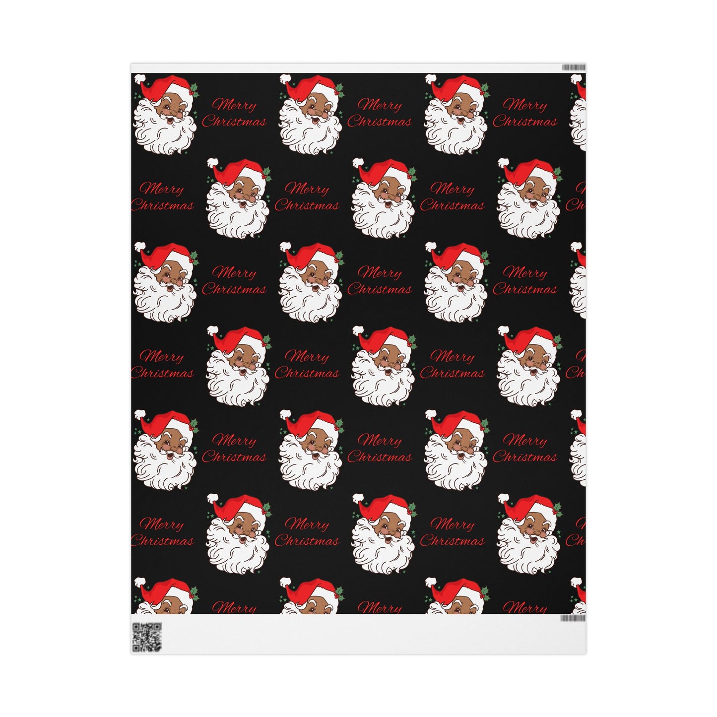 Vintage Red Hat Black Santa Christmas Wrapping Paper - Merry Christmas