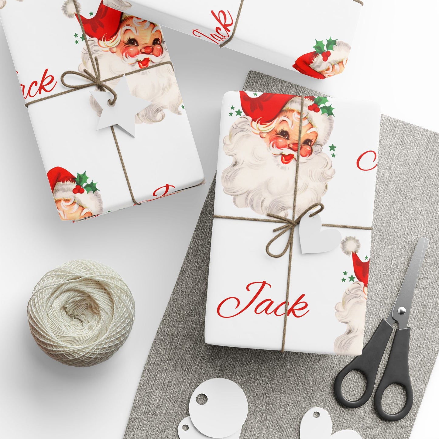 Personalized Vintage Red Hat Santa Christmas Wrapping Paper