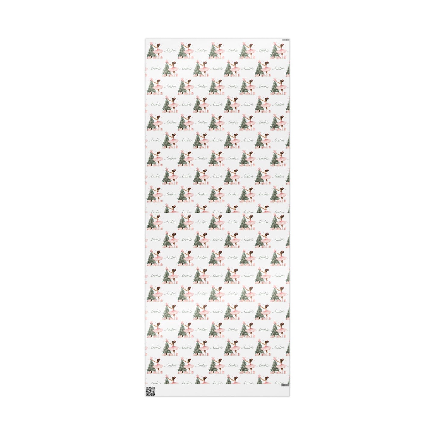 Personalized Pink Black Ballerina Christmas Wrapping Paper - White Background