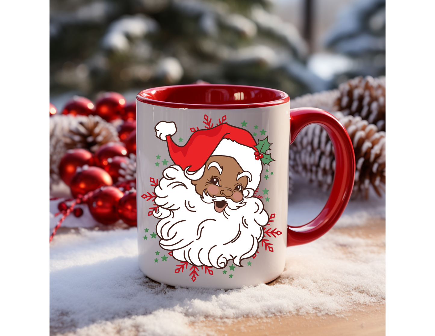 Vintage Black Santa with Red Hat Ceramic Mug