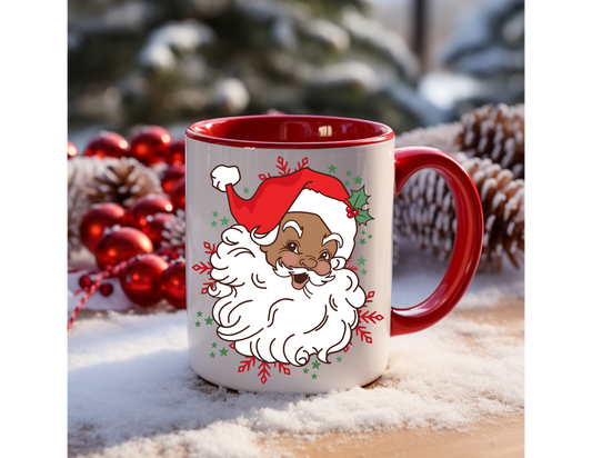 Vintage Black Santa with Red Hat Ceramic Mug