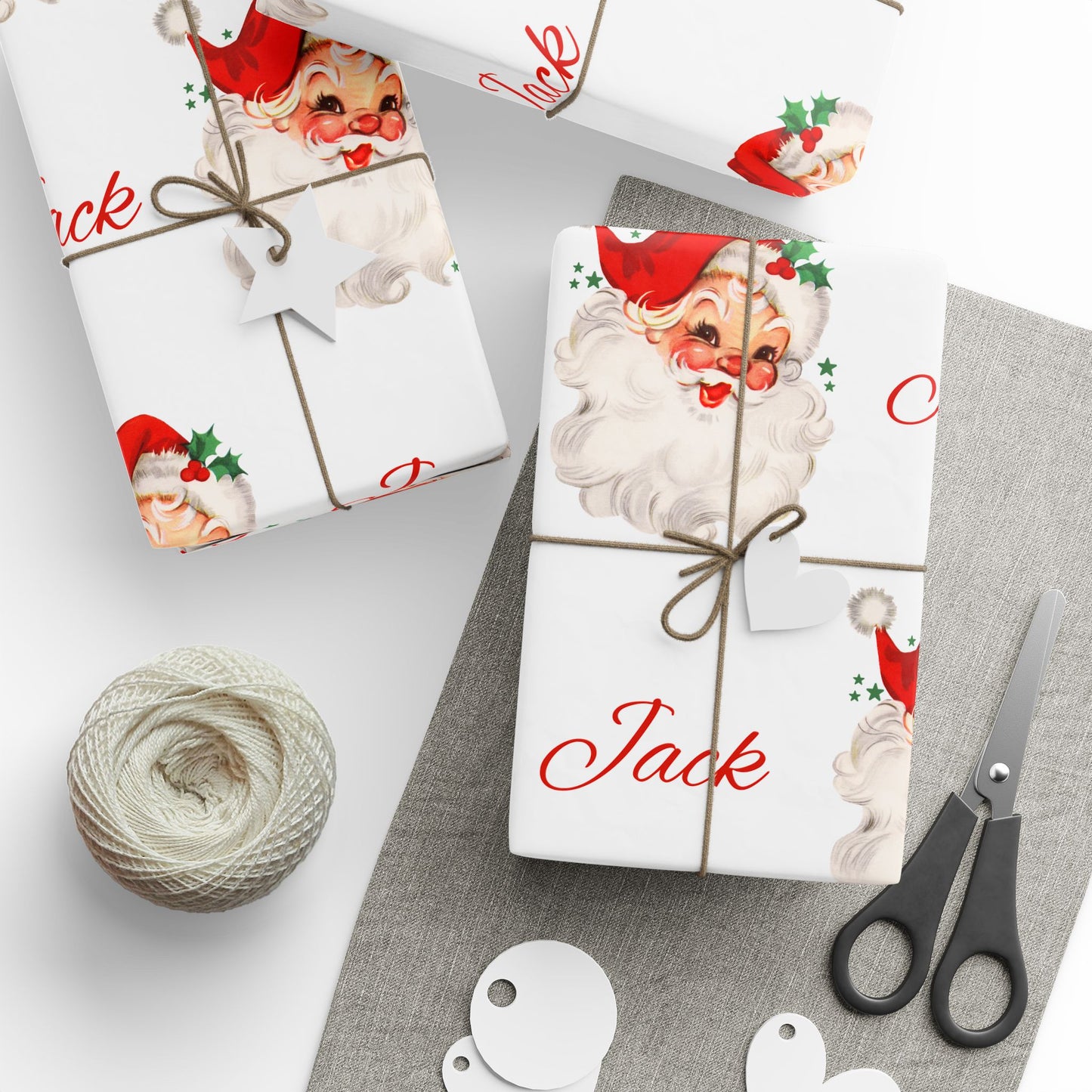 Personalized Vintage Red Hat Santa Christmas Wrapping Paper