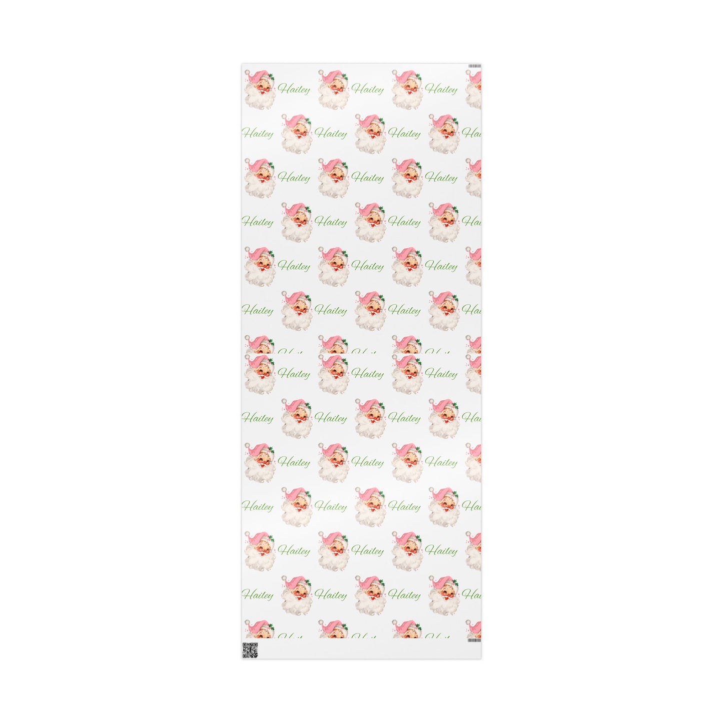 Personalized Vintage Pink Hat Santa Christmas Wrapping Paper