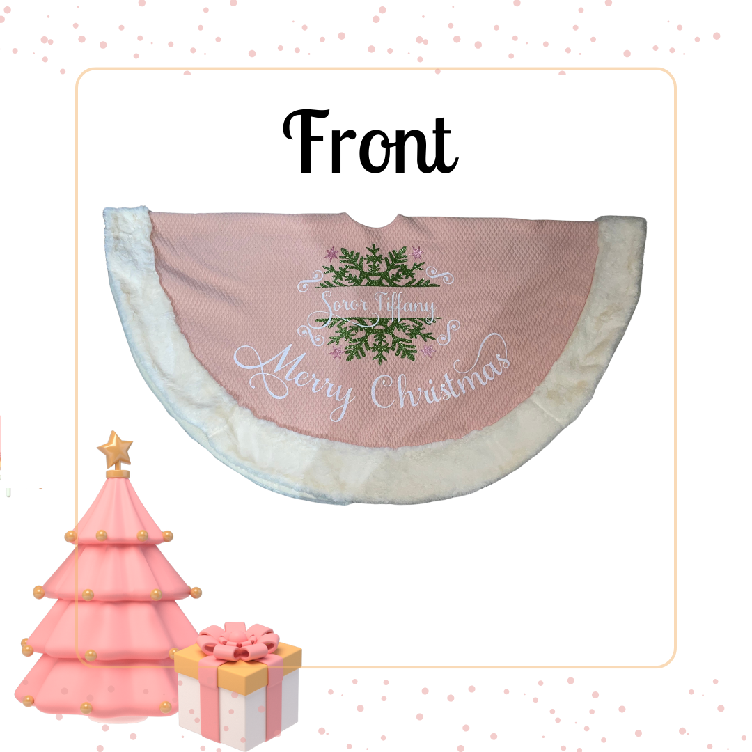 Personalized Pink Quilted Christmas Tree Skirt