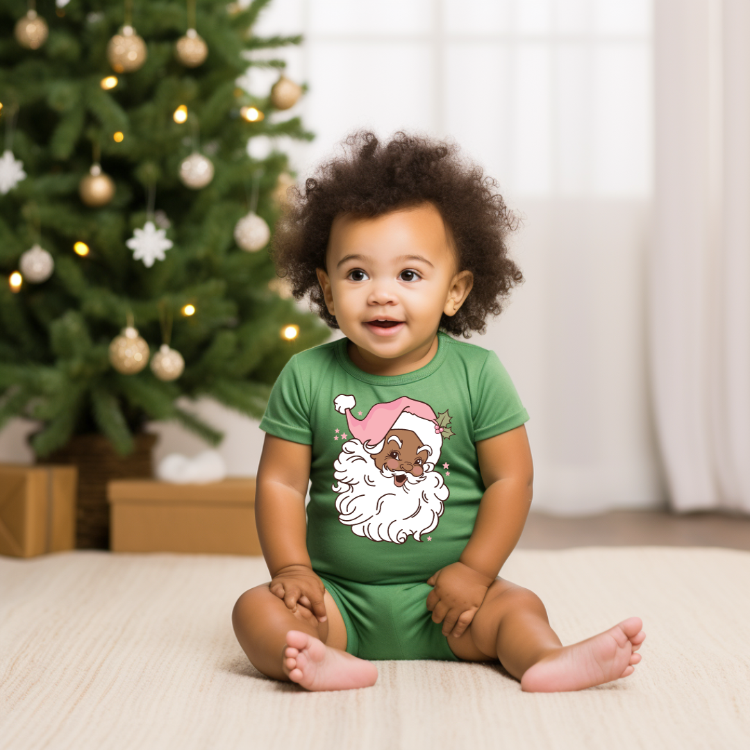 Vintage Black Santa with Pink Hat Kids Shirt