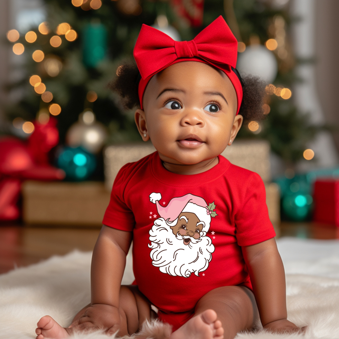 Vintage Black Santa with Pink Hat Kids Shirt