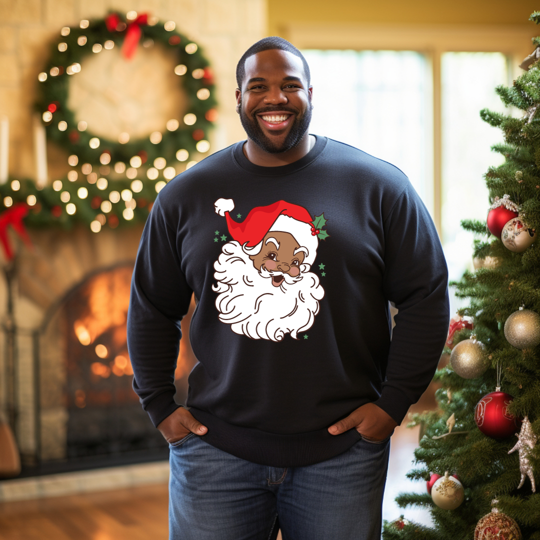 Vintage Black Santa with Red Hat Sweatshirt