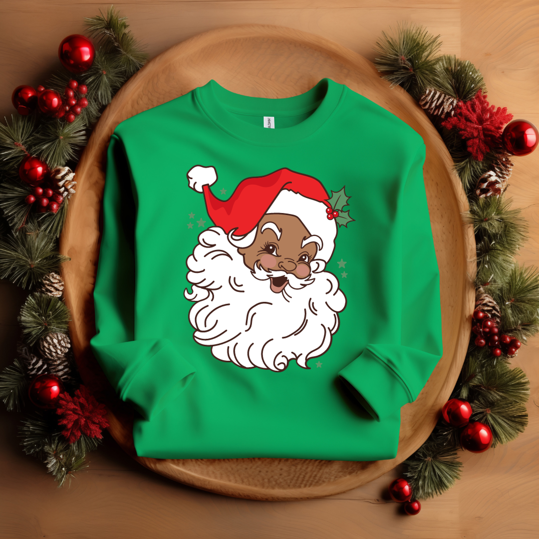 Vintage Black Santa with Red Hat Sweatshirt