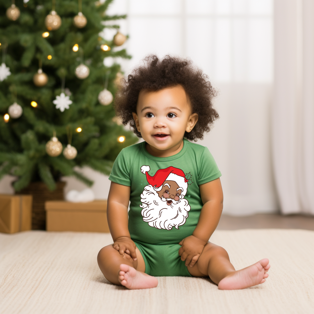 Vintage Black Santa with Red Hat Kids Shirt