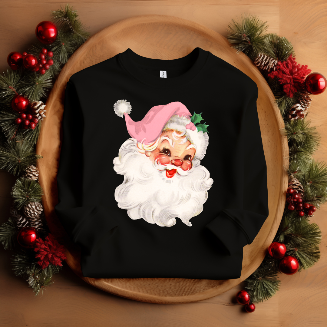 Vintage Santa with Pink Hat Sweatshirt