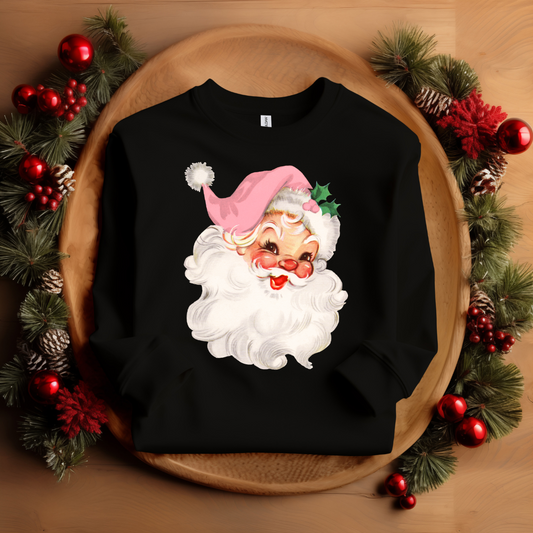 Vintage Santa with Pink Hat Sweatshirt