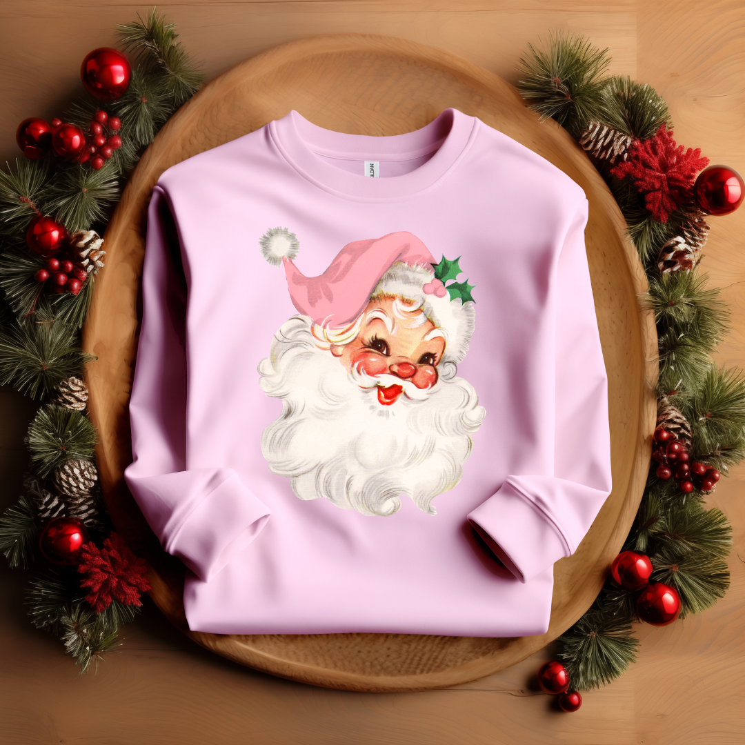 Vintage Santa with Pink Hat Sweatshirt