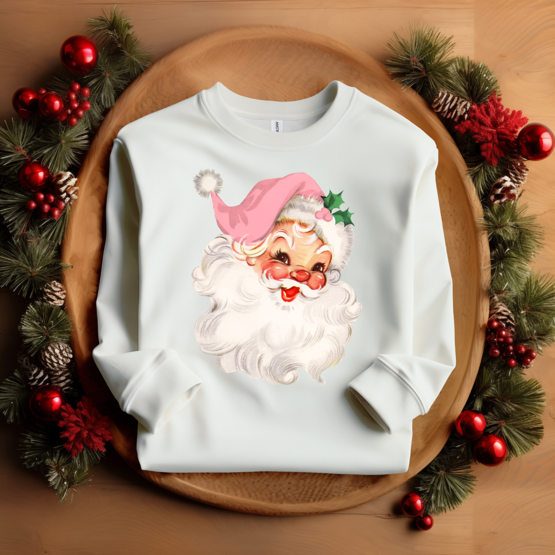 Vintage Santa with Pink Hat Sweatshirt